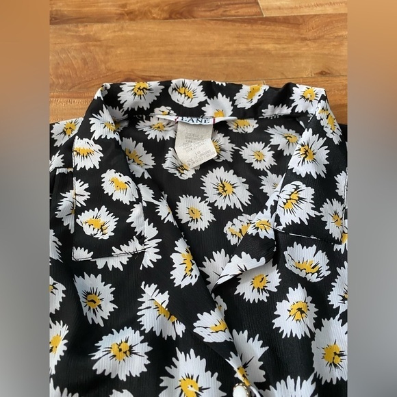 Vintage Cricket Lane Daisy Print Button Down Short Sleeve Blouse Size 18 - Picture 8 of 11